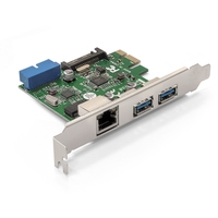 Контроллер ExeGate EXE-362 PCI-E 2.0, 2 x USB 3.0 ext + 1 x USB 3.0 int + LAN UTP 1000Mbps, разъем доп.питания