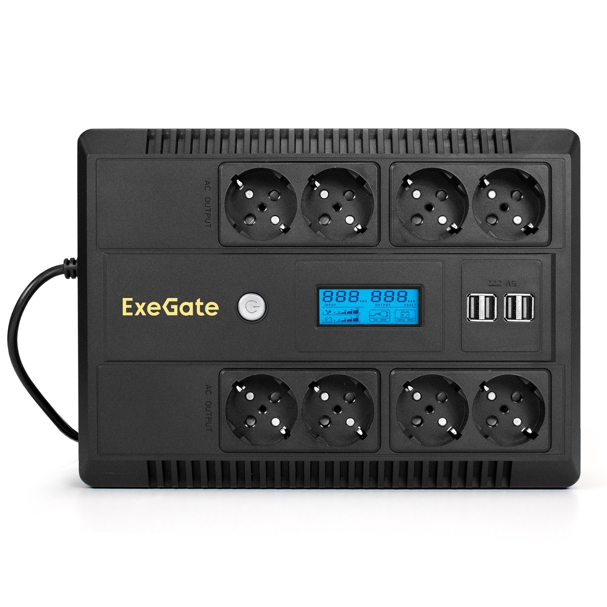 Источник бесперебойного питания ExeGate NEO Smart LHB-850.LCD.AVR.8SH.CH.RJ.USB / 850 ВА / 510 Вт / 8 x CEE 7 (евророзетка)