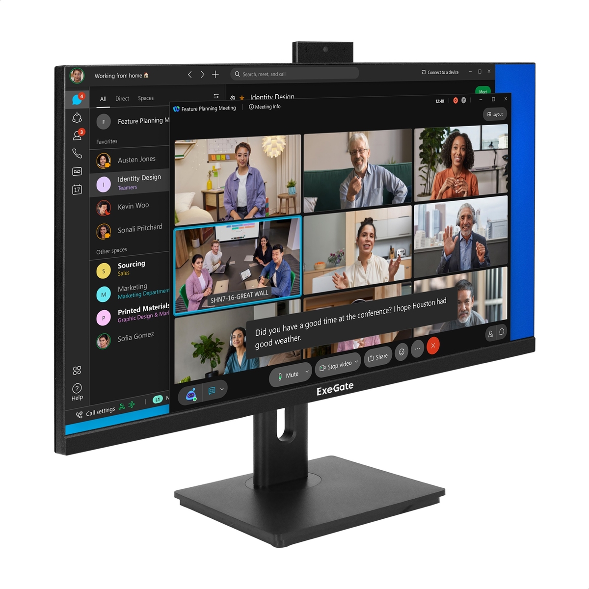 Монитор 27" ExeGate SmartView EH2709C IPS 2560x1440, 75 Гц, 5 мс, 16:9, 250 кд/м², 1xHDMI, 1xDisplayPort, USB, Flicker Free, Low Blue Light, с веб-камерой 2 Мп, черный