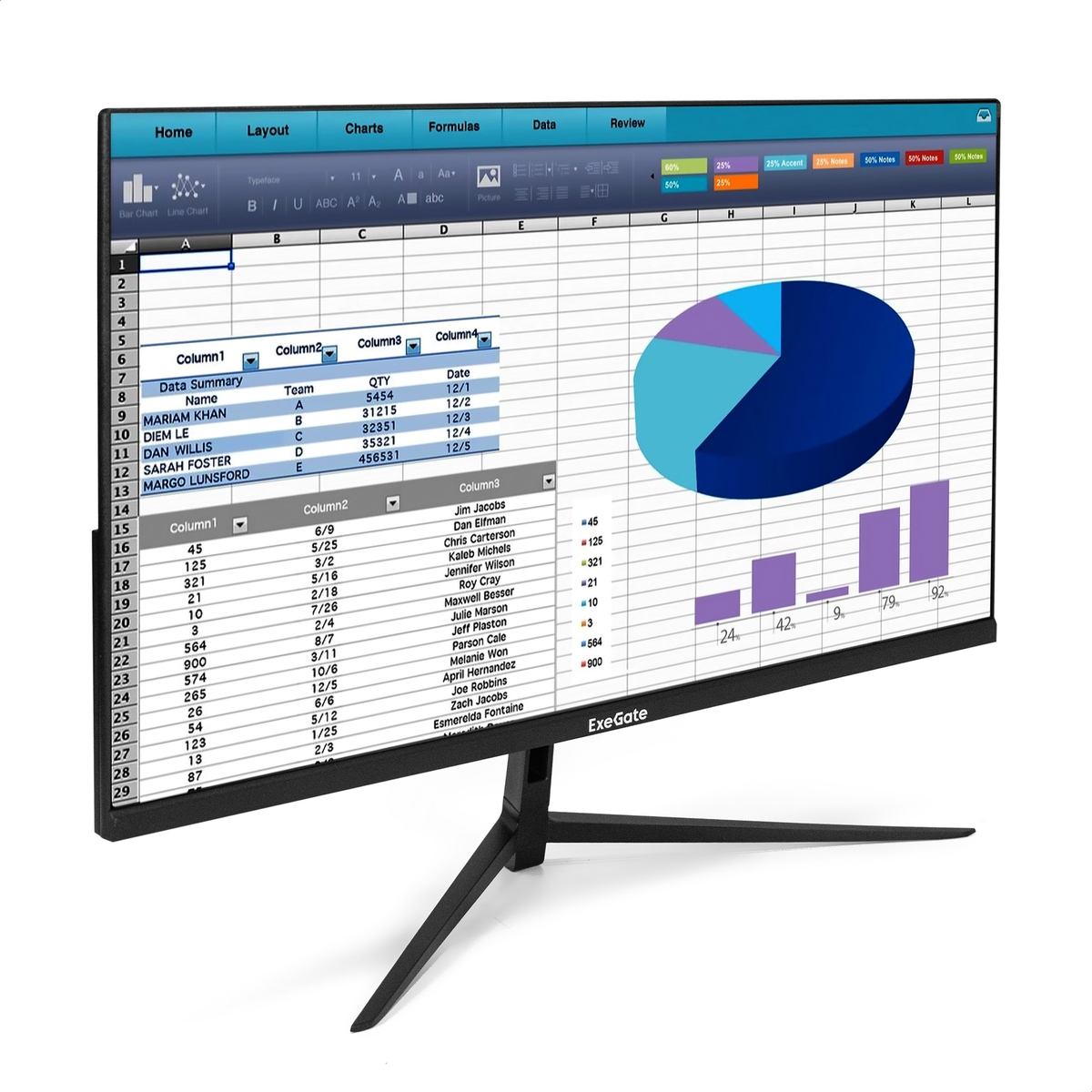 Монитор 23.8' ExeGate ProSmart EZ2400 IPS 1920x1080, 75 Гц, 5 мс, 16:9, 250 кд/м², HDMI 1.4, VGA, 3.5 Jack, HDR10, FreeSync, черный
