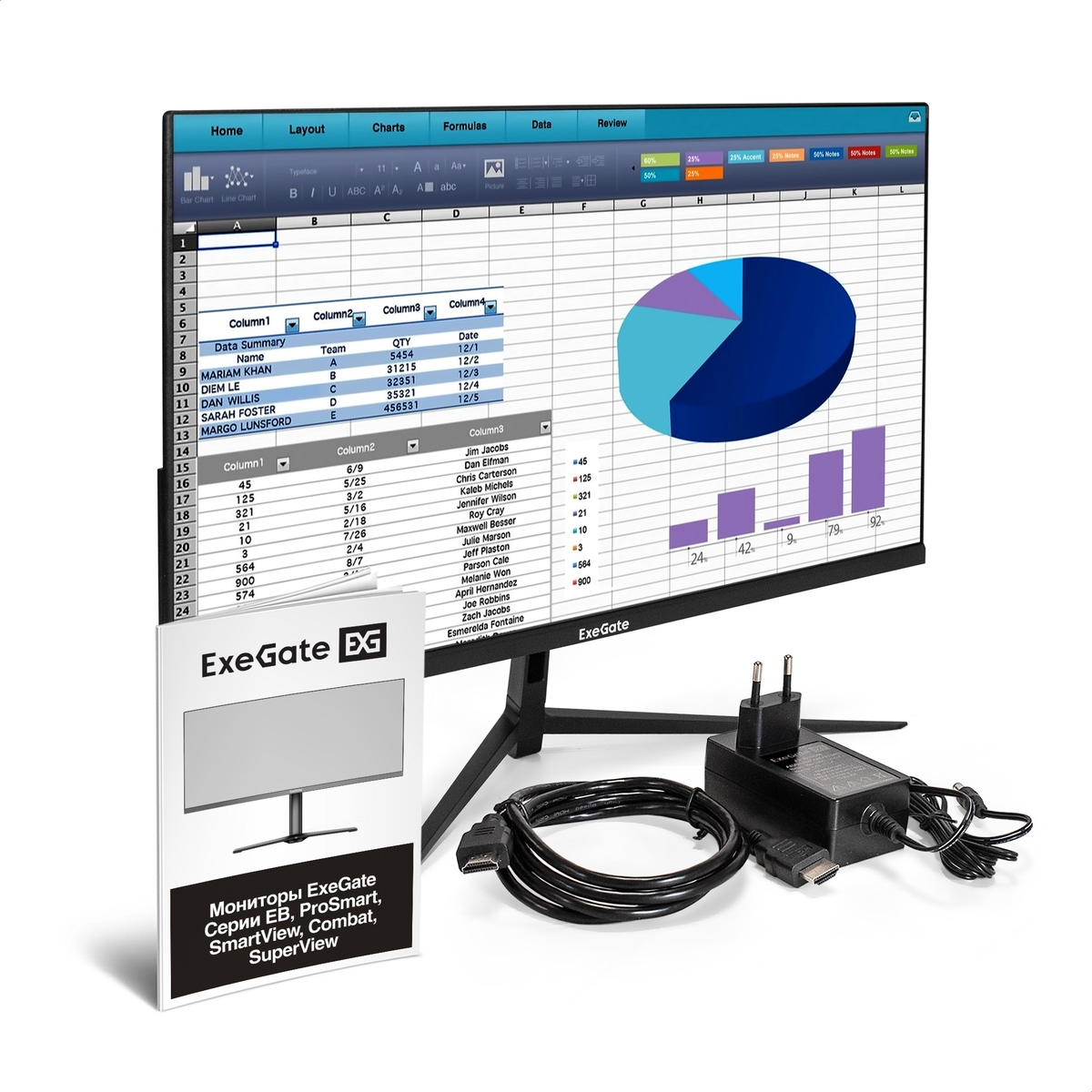 Монитор 23.8' ExeGate ProSmart EZ2400 IPS 1920x1080, 75 Гц, 5 мс, 16:9, 250 кд/м², HDMI 1.4, VGA, 3.5 Jack, HDR10, FreeSync, черный, фото5