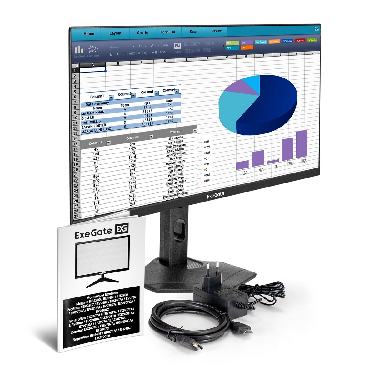 Монитор 23.8' ExeGate ProSmart EZ2400C IPS 1920x1080, 75 Гц, 3 мс, 16:9, 250 кд/м², VGA, HDMI 2.0, DP 1.2, USB, 3.5 Jack, динамики (2x3 Вт), FreeSync, черный, фото6