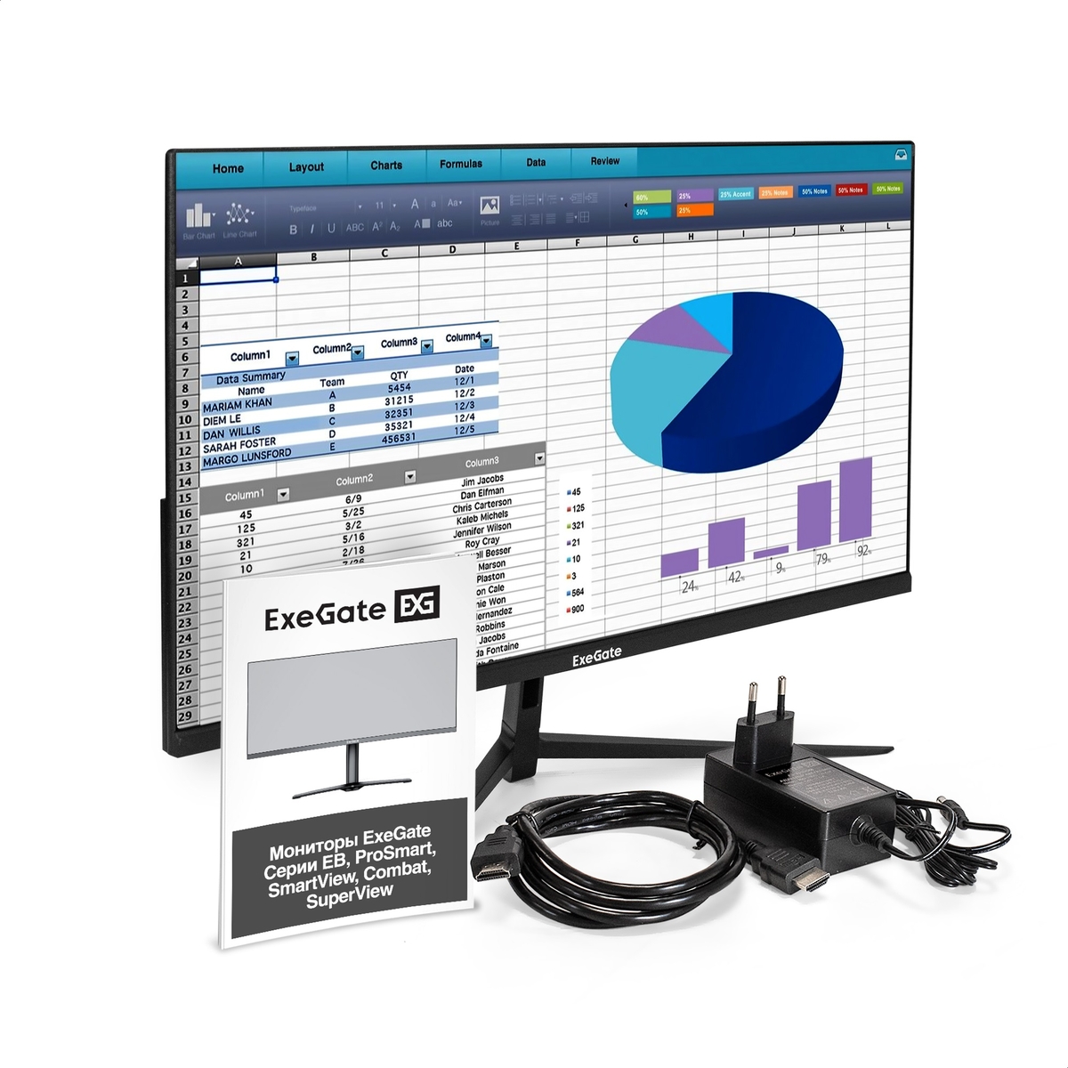 Монитор 23.8' ExeGate ProSmart EH2407A IPS 1920x1080, 100 Гц, 3 мс, 16:9, 250 кд/м², VGA, HDMI 2.0, DP 1.2, 3.5 Jack, динамики (2x3 Вт), FreeSync, черный, фото5